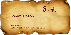 Babos Anton névjegykártya